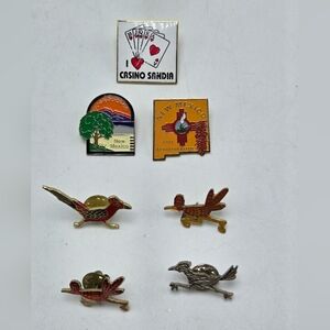 Lot of 7 New Mexico Lapel Pins Road Runner Gold Silver Tone State Souvenir Metal